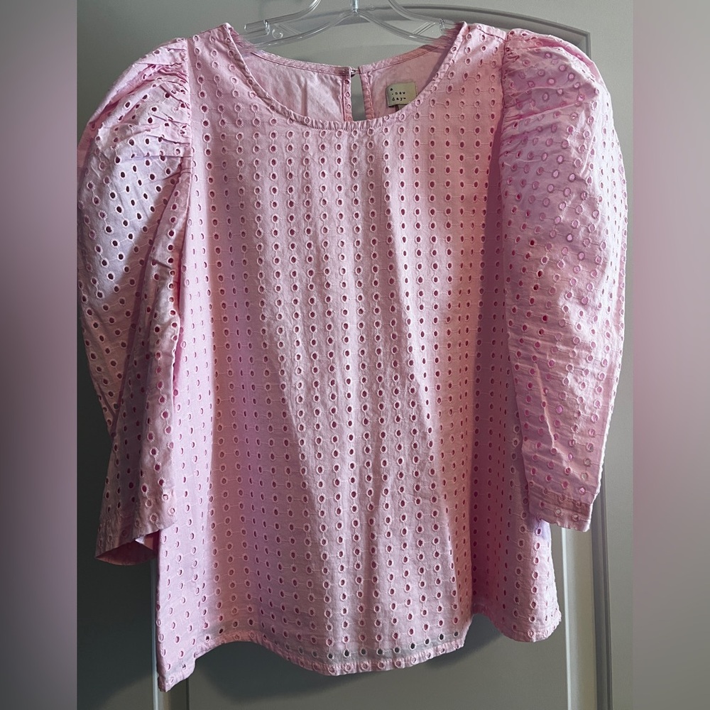 A New Day Pink Eyelet Top
